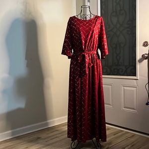 SHEIN Red and Gold Long Dress